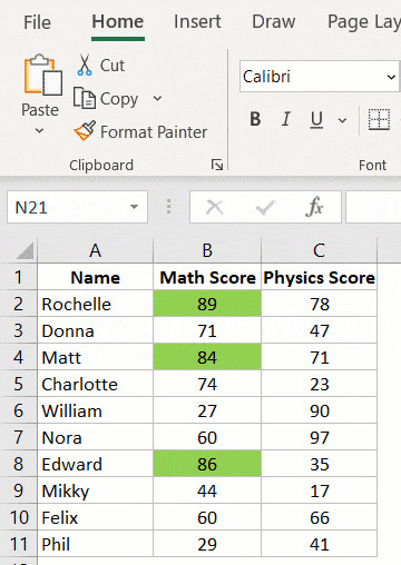 Ảnh động minh họa thao tác dùng Format Painter để sao chép định dạng từ cột này sang cột khác