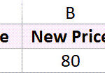 Bảng dữ liệu Excel hiển thị giá cũ và giá mới để tính phần trăm tăng