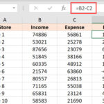 Bảng dữ liệu Excel với cột công thức cần được bảo vệ và ẩn đi