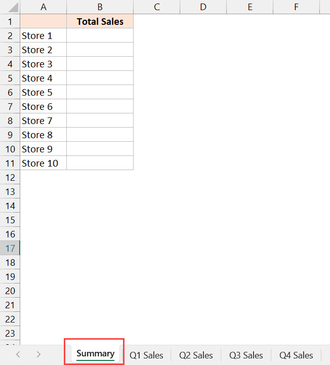 Bảng tổng hợp Summary Sheet nơi cần điền kết quả tính tổng
