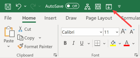 Biểu tượng Fill Down xuất hiện trên thanh công cụ nhanh