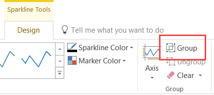 Biểu tượng Group để nhóm các Sparkline lại với nhau