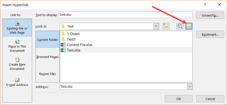Browse files or folder to link