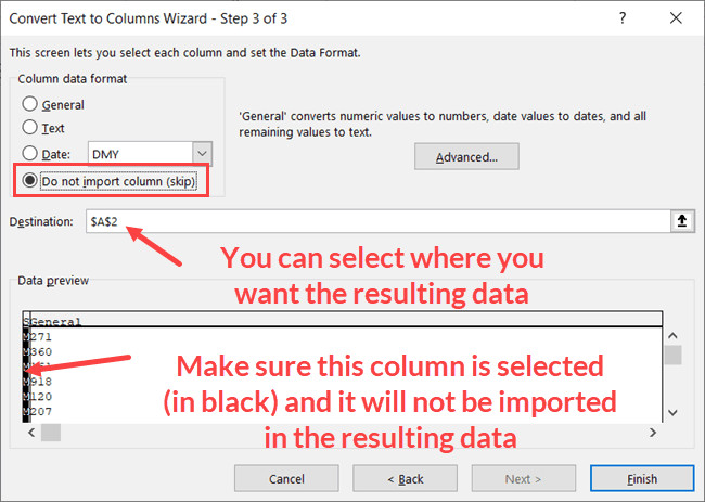 Bước 3 - Chọn Do not import cột đầu tiên