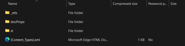 Các thư mục nằm bên trong tệp nén ZIP