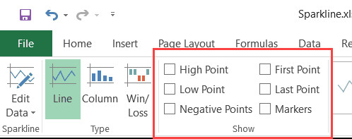 Các tùy chọn hiển thị marker trong nhóm Show