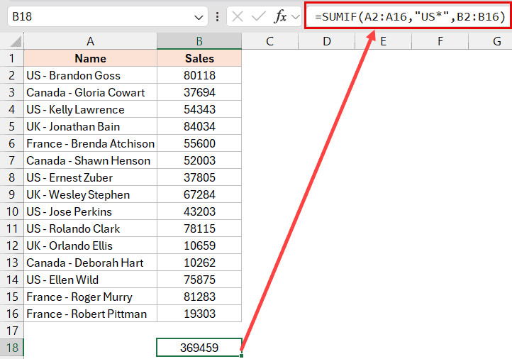 Cách viết hàm SUMIF để tính tổng các giá trị có ô bắt đầu bằng chuỗi ký tự cụ thể