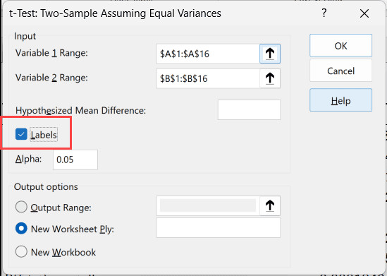 Check the Labels check box