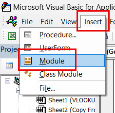 Chèn module mới trong VBA