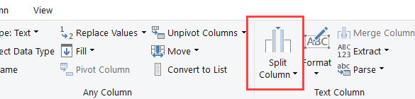 Chọn chức năng Split Column trong Power Query