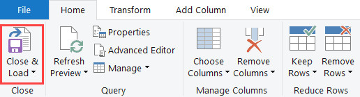 Chọn Close and Load để xuất dữ liệu ra Excel