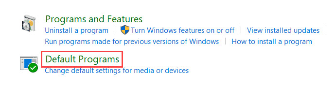 Chọn Default Programs
