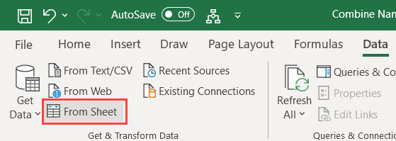 Chọn From Sheet để mở Power Query Editor