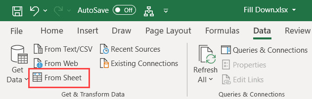 Chọn From Sheet để nạp dữ liệu vào Power Query