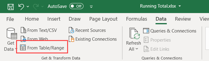 Chọn From Table Range để mở Power Query