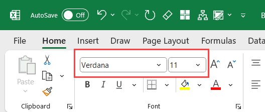 Chọn loại font và kích thước chữ mong muốn từ thẻ Home