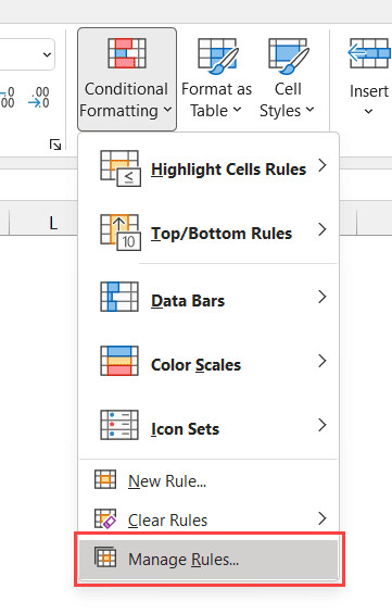 Chọn Manage Rules để mở trình quản lý