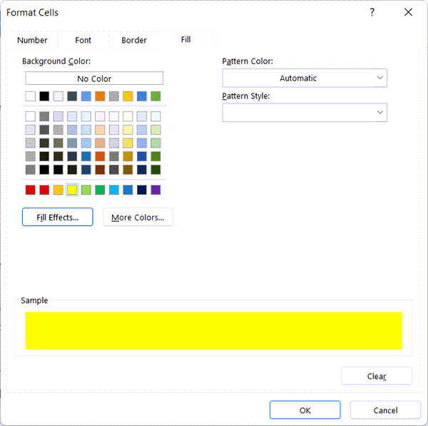 Chọn màu để định dạng