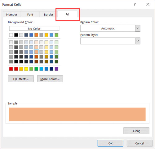 Chọn màu nền để tô sáng dòng