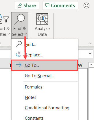 Chọn mục Go To trong menu xổ xuống