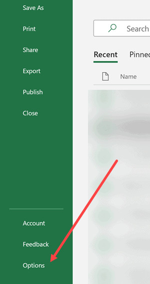 Chọn mục Options để mở bảng thiết lập hệ thống