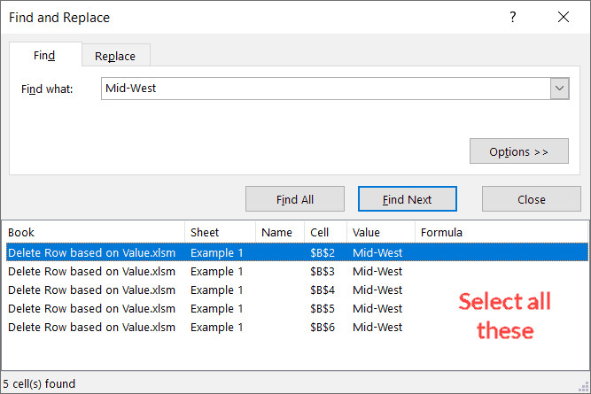 Chọn tất cả các bản ghi nơi tìm thấy cụm từ tìm kiếm