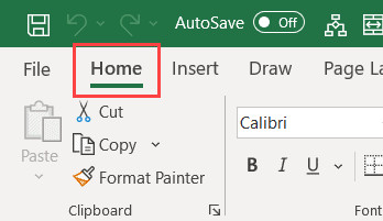 Chọn thẻ Home trên thanh công cụ ribbon