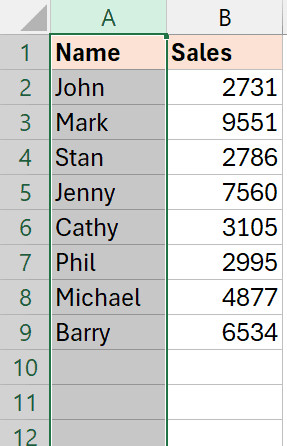 Chọn toàn bộ cột A để áp dụng quy tắc kiểm tra trùng lặp