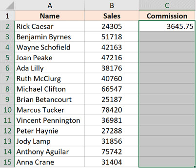 Chọn toàn bộ dải ô cần áp dụng công thức