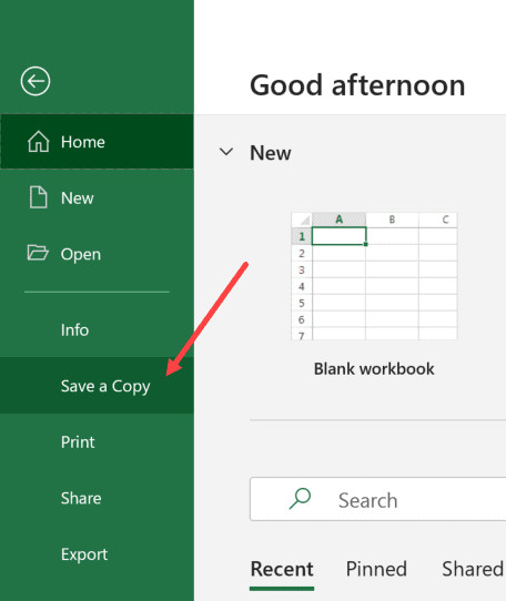 Chọn tùy chọn Save a Copy trong menu File