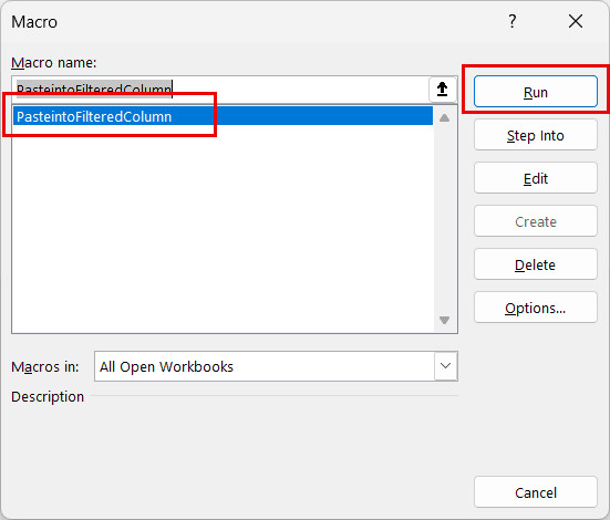 Chọn và chạy macro