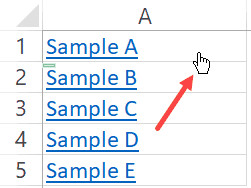 Click hand icon when hover over white space of a cell