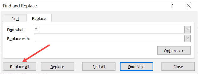 Click on Replace All