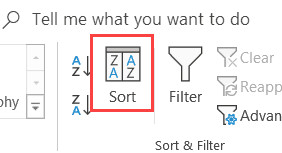 Click on the Sort tab