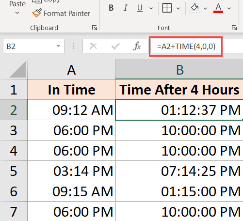 Cộng thời gian sử dụng hàm TIME