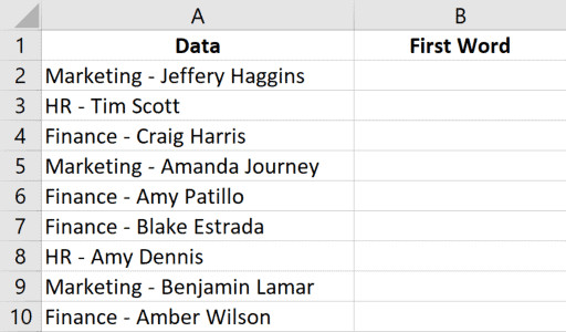 Công thức Excel trích xuất từ đầu tiên từ cột A sang cột B