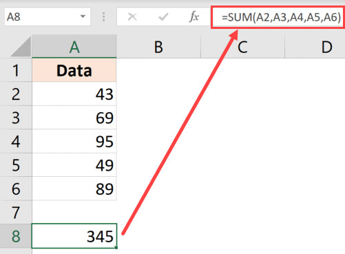 Công thức SUM tính tổng các ô