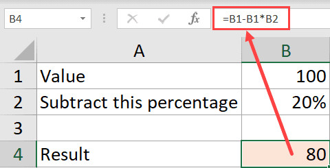 Công thức tính giá trị còn lại sau khi trừ đi tỷ lệ phần trăm từ ô tham chiếu