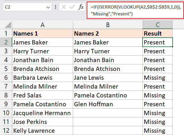 Công thức VLOOKUP kết hợp IF và ISERROR để báo cáo dữ liệu thiếu