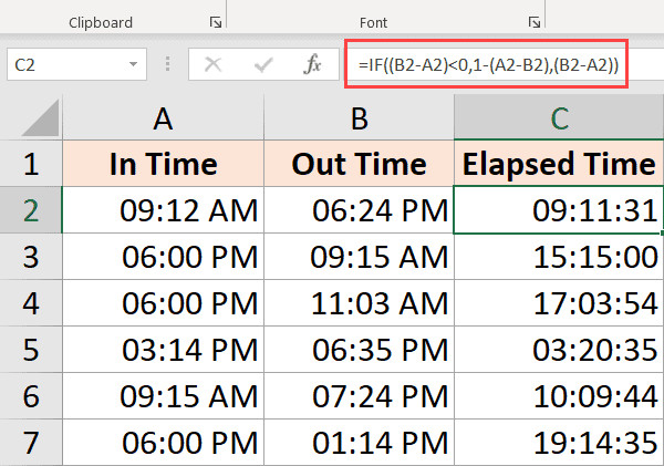 Công thức xử lý thời gian khi đổi ngày