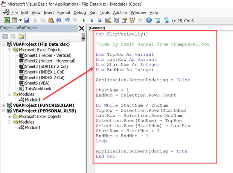 Copy paste the VBA code