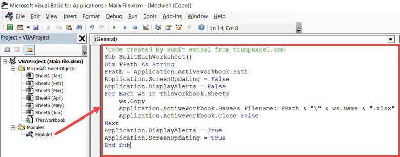 Dán đoạn mã VBA vào cửa sổ Module