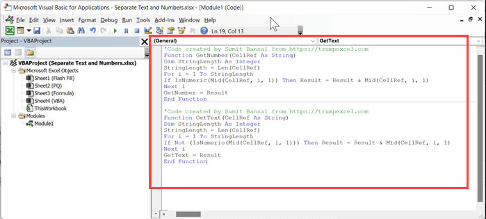 Dán mã VBA vào cửa sổ Module
