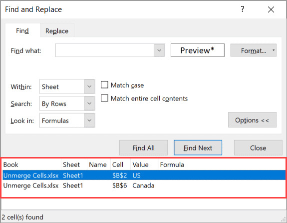 Danh sách các tham chiếu ô chứa thuộc tính gộp