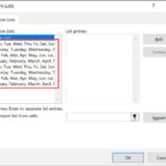 Danh sách tùy chỉnh mặc định có sẵn trong Excel như ngày và tháng