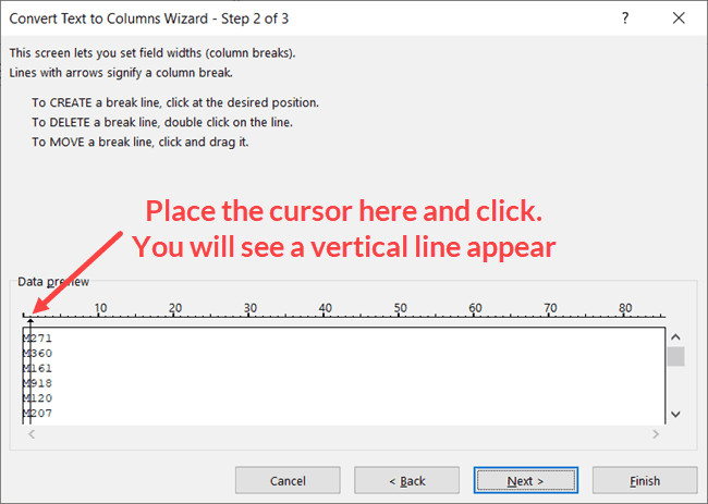 Đặt con trỏ tại vị trí muốn tách văn bản