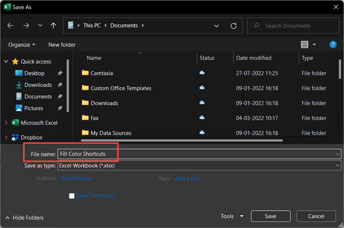 Đặt tên cho file Add-in để dễ dàng quản lý