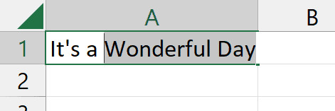 Đoạn văn bản Wonderful Day đang được bôi đen trong ô