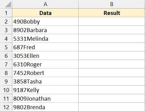 Dữ liệu bắt đầu bằng số và theo sau là chữ