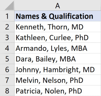 Dữ liệu gốc chứa nhiều dấu phẩy trong một ô